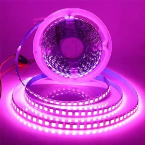 Tsong - 12V DC input 8mm width smd 2835 60 LEDs/meter Pink color LED Strip Light (5m) IP20 Non waterproof flexible strips